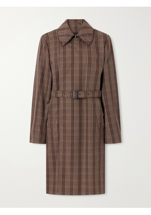 Wales Bonner - Linear Belted Checked Wool-canvas Coat - Brown - IT44,IT46,IT48