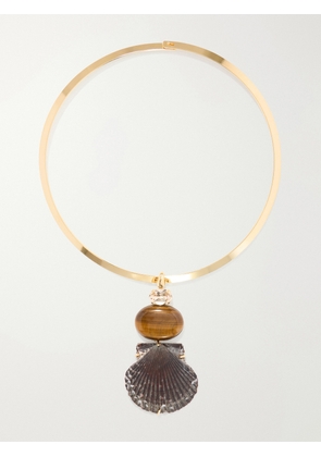 Jennifer Behr - Naia Gold-tone Shell Necklace - Brown - One size