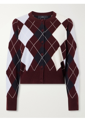 Arch4 - Claridges Argyle Cashmere Cardigan - Burgundy - x small,small,medium,large