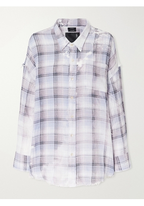 R13 - Distressed Checked Crinkled-cotton Gauze Shirt - Blue - xx small,x small,small,medium,large