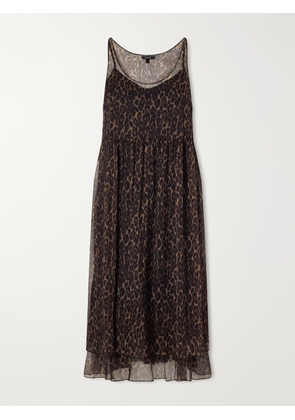 R13 - Gathered Tiered Animal-print Silk-chiffon Midi Dress - Brown - x small,small,medium,large