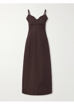 Co - Bustier Cut Cotton-poplin Midi Dress - Brown - x small,small,medium,large,x large