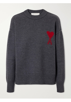 AMI PARIS - Adc Intarsia Wool Sweater - Gray - xx small,x small,small,medium,large,x large