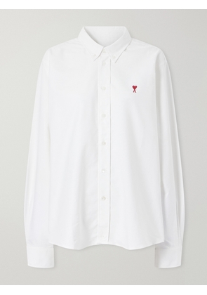 AMI PARIS - Adc Embroidered Cotton Oxford Shirt - White - xx small,x small,small,large,x large,xx large
