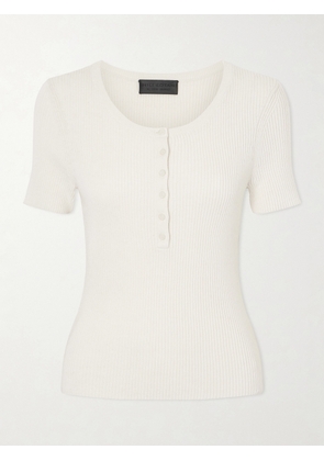 Nili Lotan - Francene Ribbed Wool And Silk-blend Top - Neutrals - x small,small,medium,large,x large