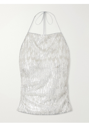 Ilkyaz Ozel - Rayy Sequined Mesh Top - Silver - FR 34,FR 36,FR 38,FR 40,FR 42
