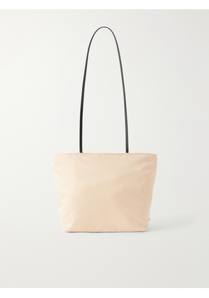 Valesque - Spaghetti Leather-trimmed Nylon Shoulder Bag - White - One size