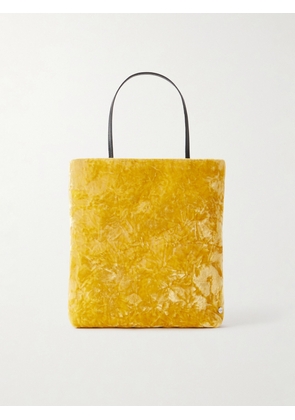 Valesque - Thea Leather-trimmed Crushed-velvet Tote - Yellow - One size