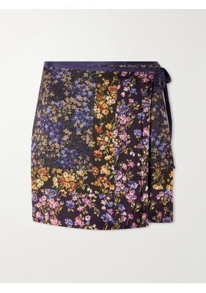 Dries Van Noten - Floral-print Satin Mini Skirt - Purple - One size