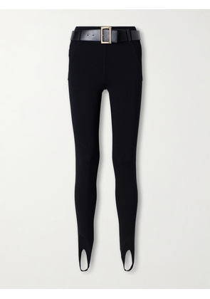 Self-Portrait - Belted Stretch-jersey Stirrup Leggings - Black - x small,small,medium,large