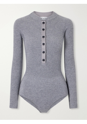 Self-Portrait - Ribbed Wool-blend Playsuit - Gray - x small,small,medium,large