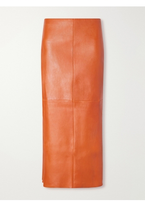 STOULS - Winona Leather Midi Skirt - Orange - x small,small,medium,large,x large