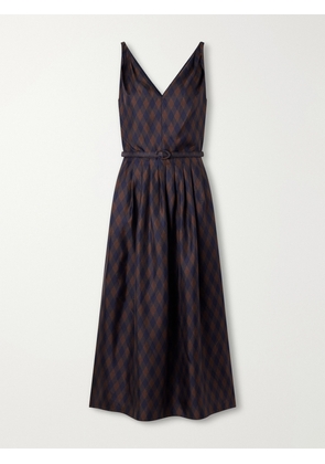 Oscar de la Renta - Argyle Silk-twill Midi Dress - Brown - US2,US4,US6,US8,US10