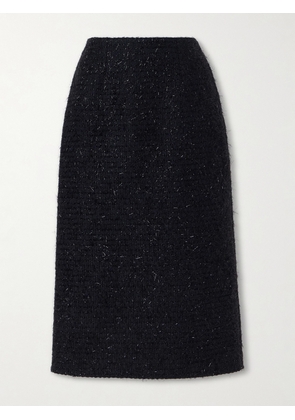Simone Rocha - Shearling-trimmed Metallic-tweed Midi Skirt - Black - UK 6,UK 8,UK 10,UK 12,UK 14