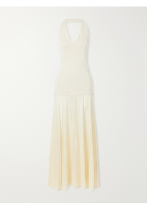 ST. AGNI - Circle Mesh And Crepe Halterneck Maxi Dress - Neutrals - xx small,x small,small,medium,large,x large