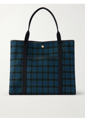 RUE de VERNEUIL - Traversée Large Leather-trimmed Checked Canvas Tote - Blue - One size