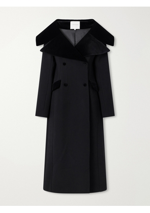 LIBEROWE - Hourglass Double-breasted Wool Velour-trimmed Coat - Black - x small,small,medium,large