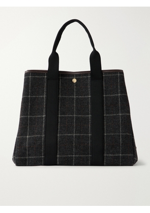 RUE de VERNEUIL - Traversée Leather-trimmed Checked Tweed Tote - Green - One size