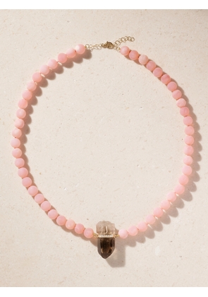 JIA JIA - 14-karat Gold Diamond, Opal And Smoky Quartz Beaded Necklace - Pink - One size
