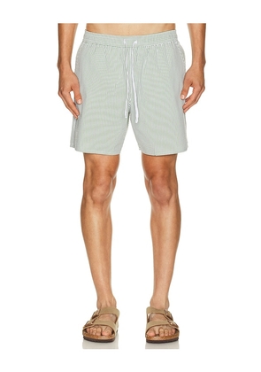 Lacoste Mid Length Striped Textured Swim Trunks in Green. Size M. Also in L, S, XL/1X.