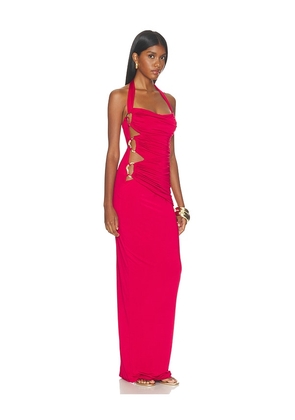 Nookie Petra Ring Maxi Dress in Red. Size XS. Also in S, M, L.