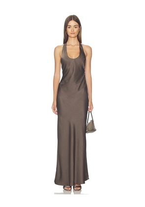 LIONESS Bare Maxi Dress in Chocolate. Size XXS. Also in XS, S, M, L, XL.