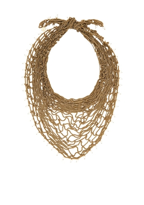 LELET NY Chain Bandana With Freshwater Pearls in Metallic Gold.