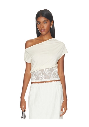 LIONESS Etoile Off Shoulder Top in Cream. Size XXS. Also in XS, S, M, L, XL.