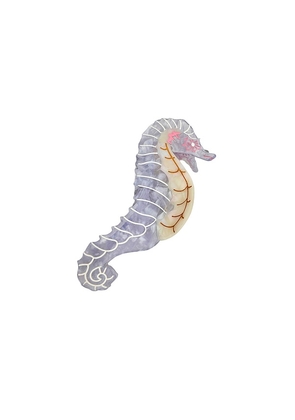 Solar Eclipse Hand-painted Seahorse Claw Hair Clip in Blue.