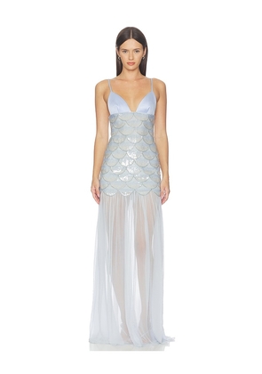retrofete Eileyn Embroidered Dress in Blue. Size XS. Also in S, L, XL.