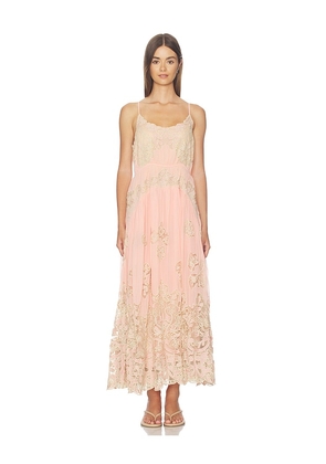 Sea Gracelyn Lace Embroided Maxi Slip Dress in Peach. Size XXS. Also in XS, S, M, L, XL.