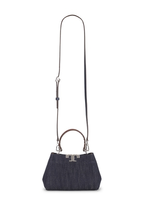 Tory Burch Eleanor Denim Mini Satchel Bag in Navy.