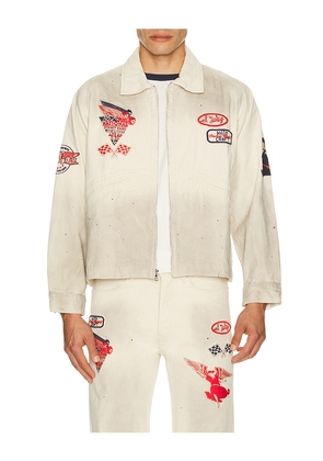 Samuel Zelig Service Zip Jacket in White. Size S. Also in L, XL/1X, XXL/2X.