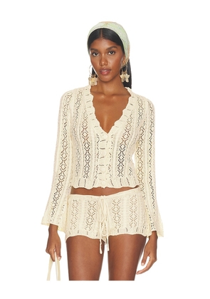 SNDYS Crochet Cardigan in Yellow. Size XXS. Also in XS, S, M, L, XL.
