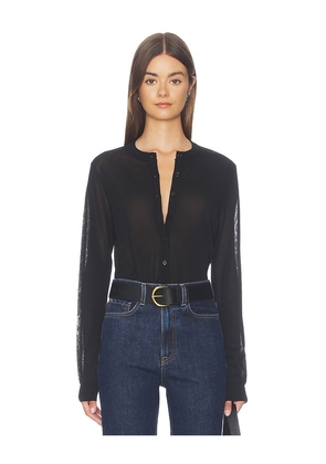 White & Warren Paperfine Crewneck Cardigan in Black. Size XS. Also in S, M.