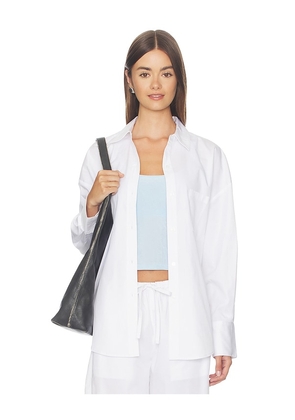 WAO Poplin Button Up in White. Size XXS. Also in XS, S, M, L, XL.