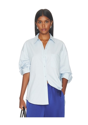 WAO Poplin Button Up in Blue. Size XXS. Also in XS, S, M, L, XL.