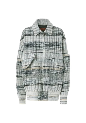Missoni oversized wool-blend check bomber jacket - Grey
