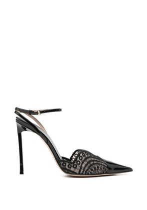 TOM FORD lace-panelled patent-leather pumps - Black