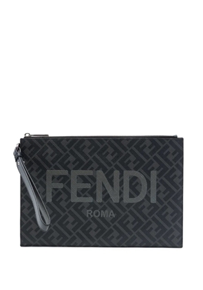 Fendi Pre-Owned 2010-2026 Zucca Coated Canvas FF 1974 Diagonal Logo Flat Pouch clutch bag - Grey