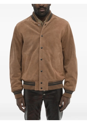 Diesel suede logo-patch bomber jacket - Brown