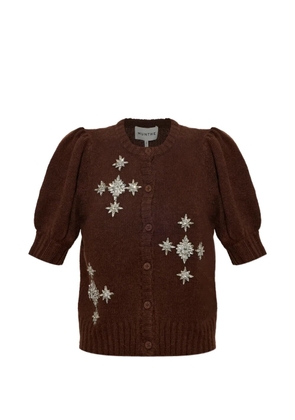 MUNTHE Vocca crystal-embellished puff-sleeve cardigan - Brown
