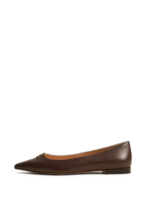 TWINSET leather ballerina flats with logo - Brown