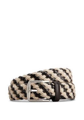 Tod's leather and jute belt - Neutrals