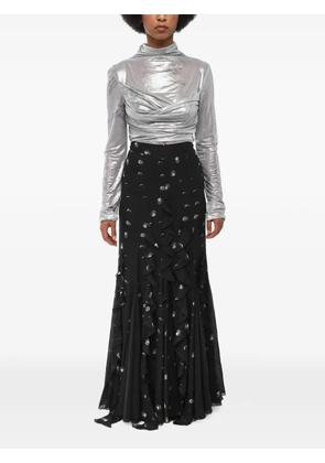 Off-White ruffled printed maxi skirt - Black