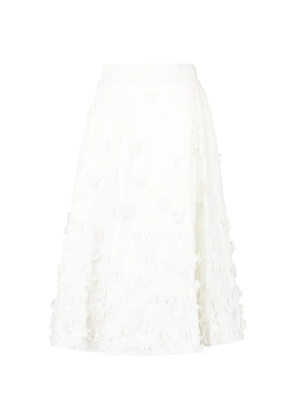 Michael Kors Collection floral-embroidered A-line midi skirt - White