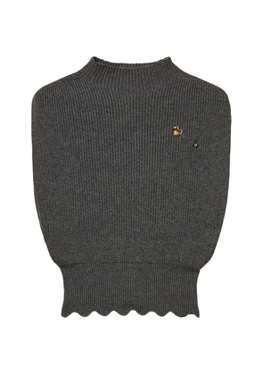 TWINSET wool-blend top with brooch - Grey