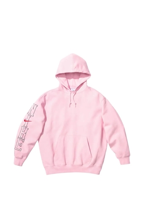 Supreme logo-embroidered fleece hoodie - Pink