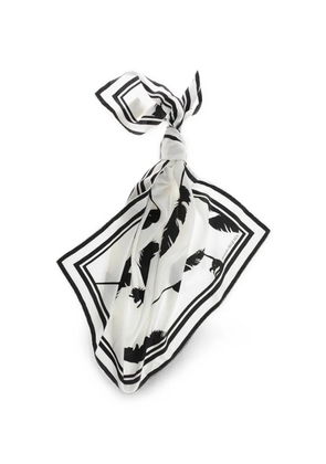 Alexander McQueen feather-print silk scarf - White