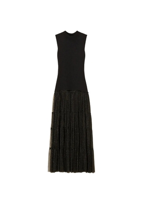 TWINSET long sleeveless knit dress with plumetis tulle - Black